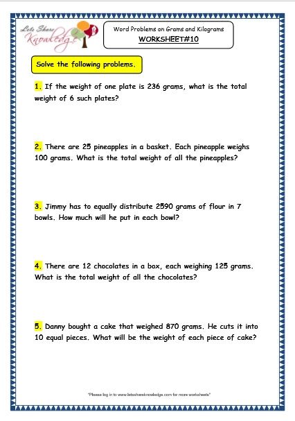 Multiplication And Division Word Problems Third Grade