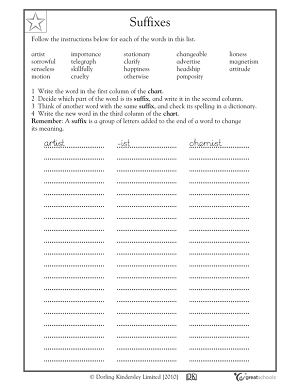 Suffixes Worksheets 3rd Grade