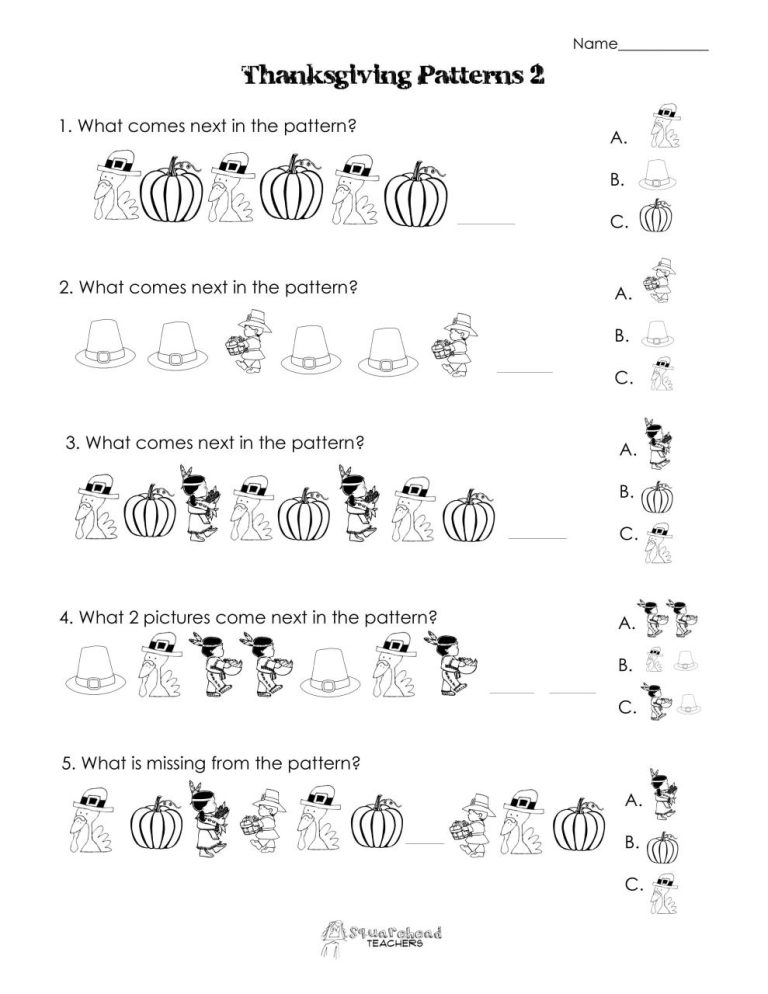 Thanksgiving Worksheets For Toddlers