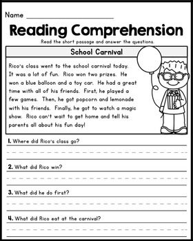 Comprehension For Class 1 Pdf