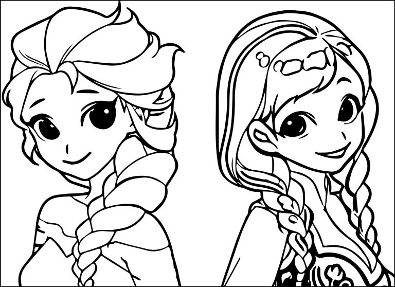Elsa And Anna Coloring Pages Easy