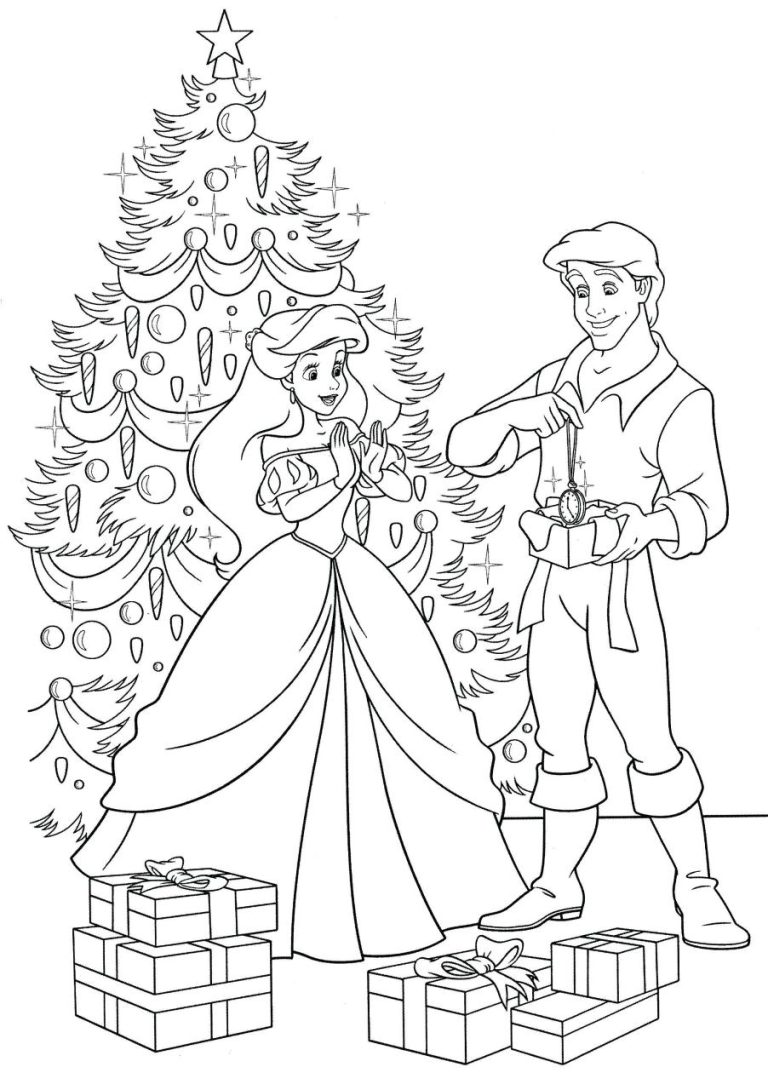 Disney Princess Merry Christmas Christmas Coloring Pages