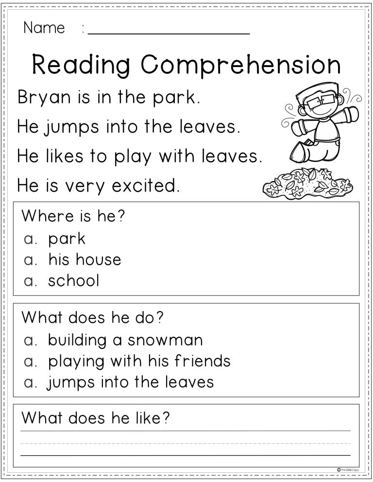 Year 1 Reading Comprehension Questions