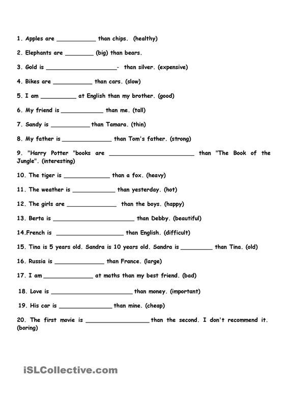 Degree Of Comparison Worksheet For Class 3