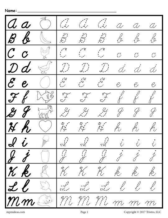 Printable Cursive Capital Letters Worksheet