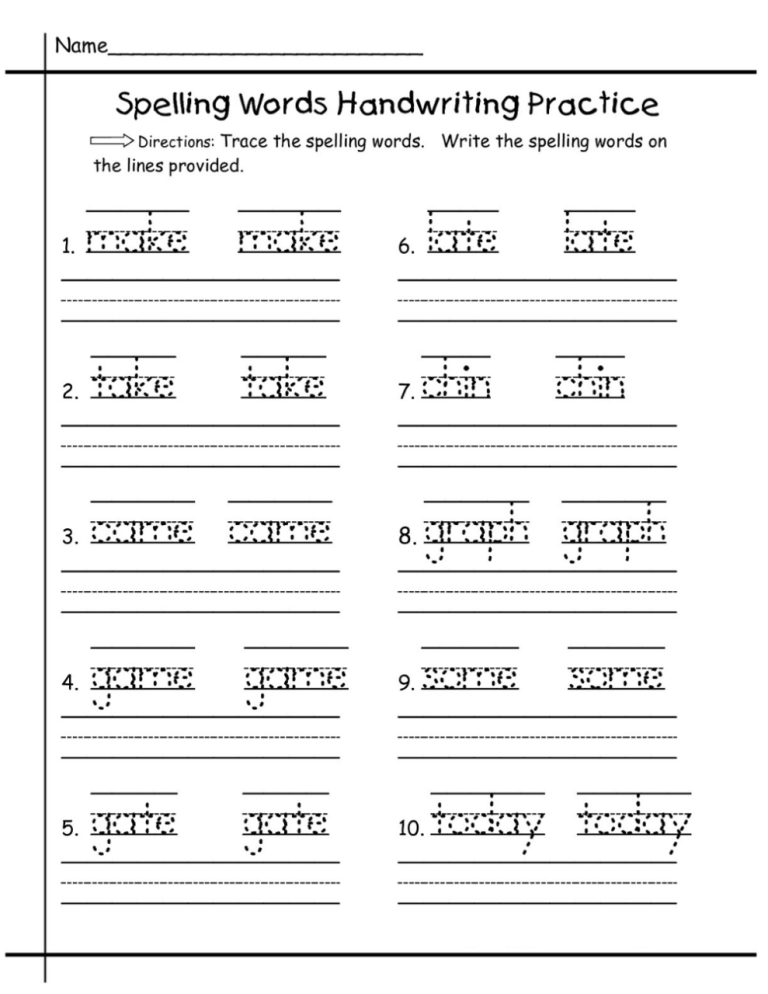 Handwriting Practice Worksheets 1st Grade