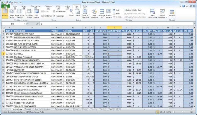 Worksheet Excel File