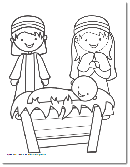 Preschool Printable Nativity Coloring Page