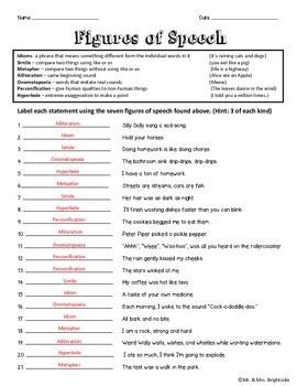 Figurative Language Worksheets With Answers