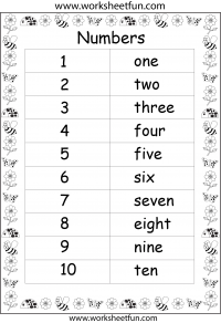Number Words Worksheet 1-10