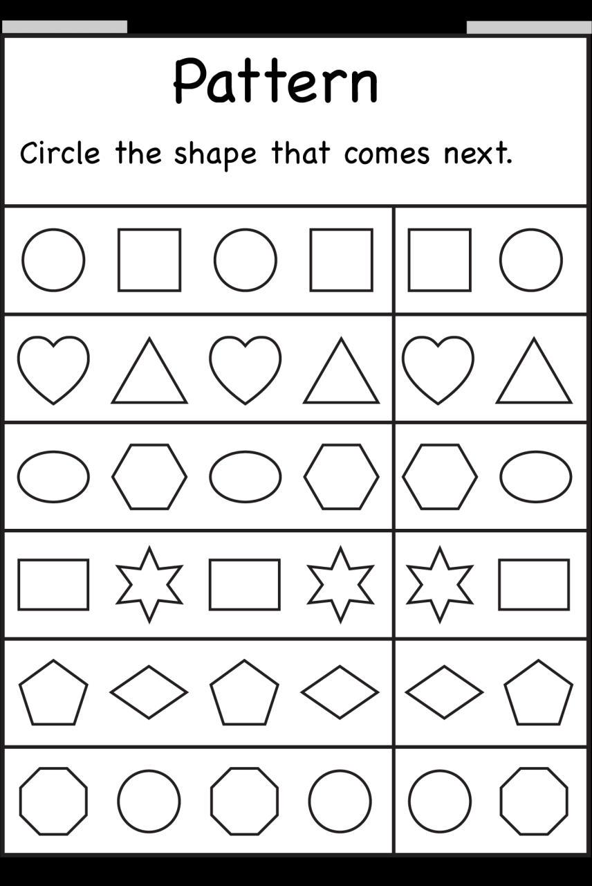 Pattern Worksheets For Kindergarten