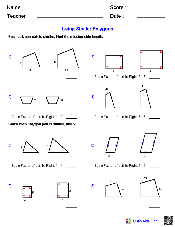 Using Similar Polygons Worksheet Answers