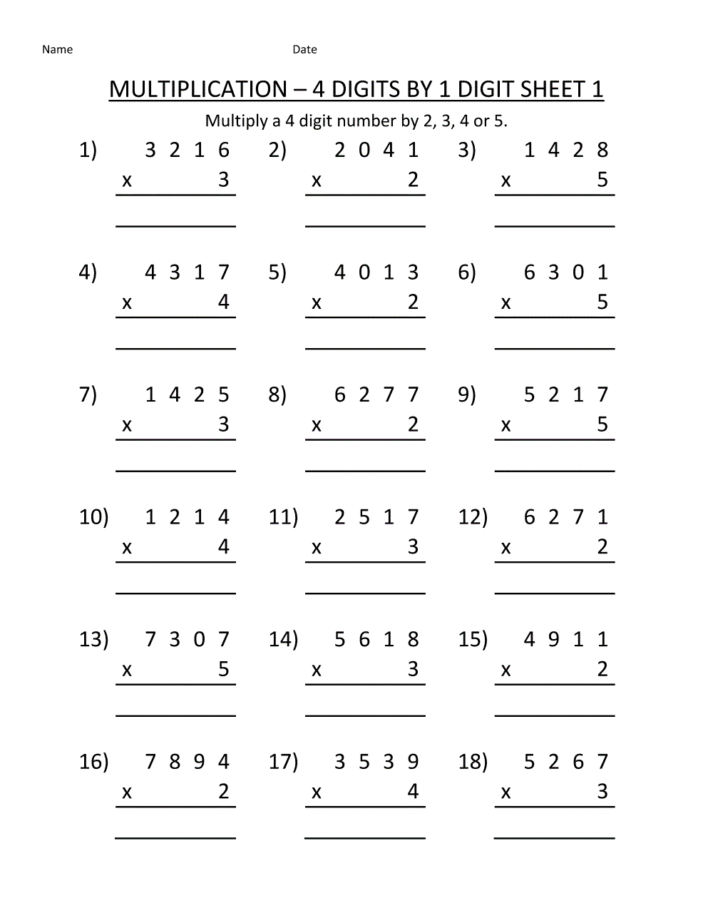 Math Worksheets Grade 4 Printable