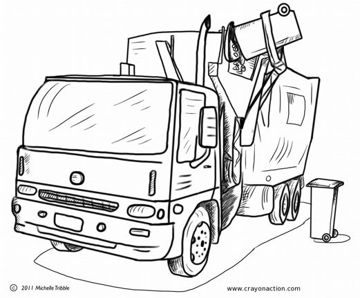Simple Garbage Truck Coloring Page