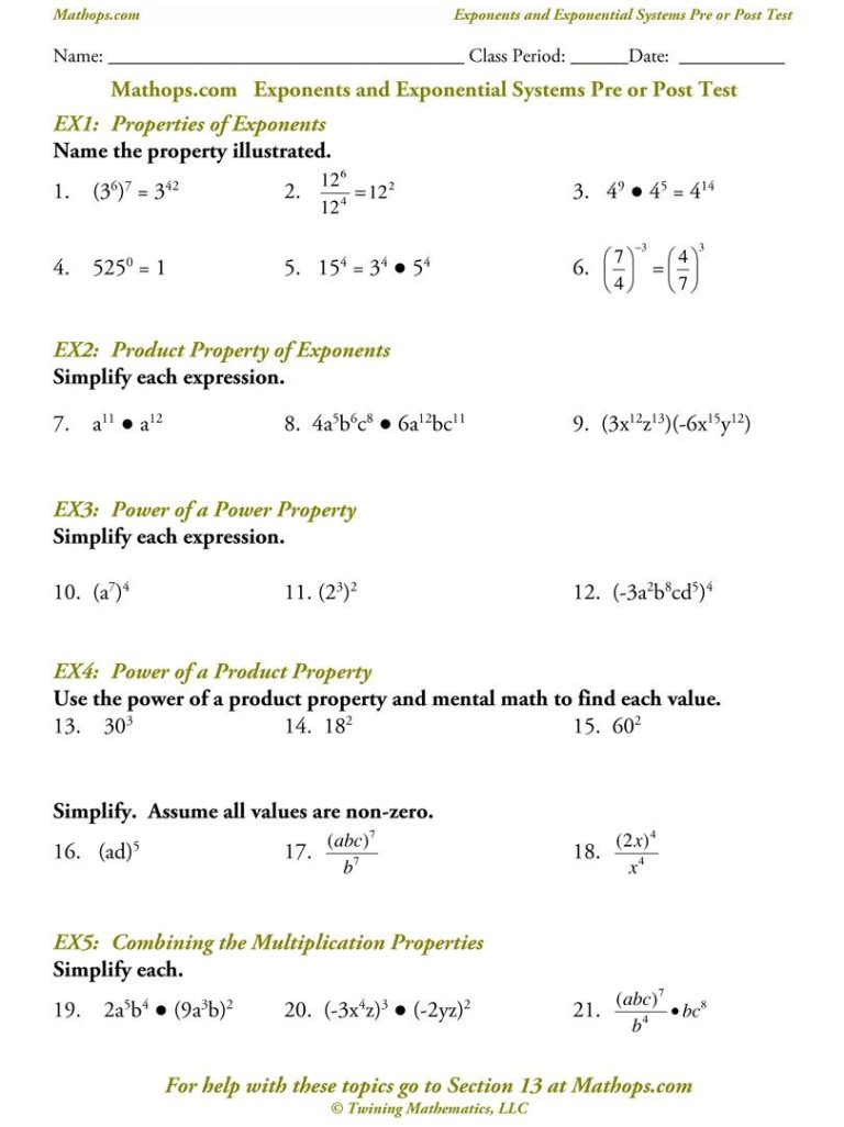 Exponential Growth And Decay Worksheet Answer Key Algebra 1