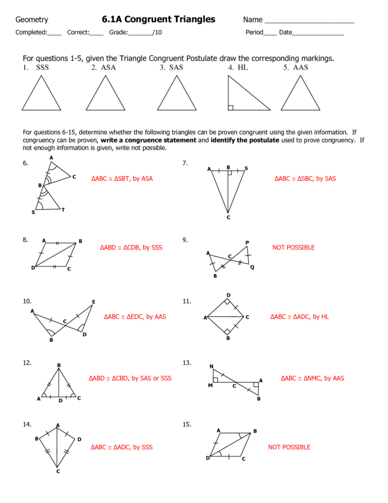 Proving Triangles Congruent Worksheet Pdf