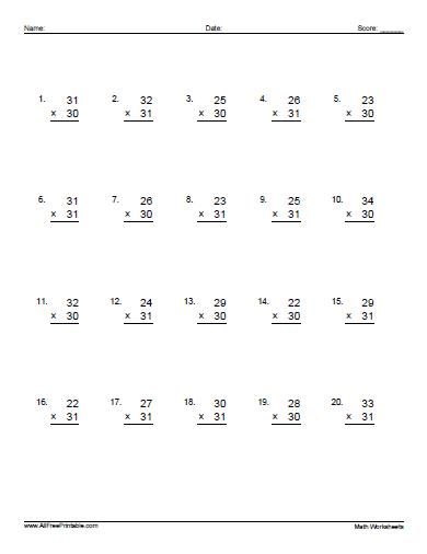 2 Digit By 2 Digit Multiplication Worksheets Pdf