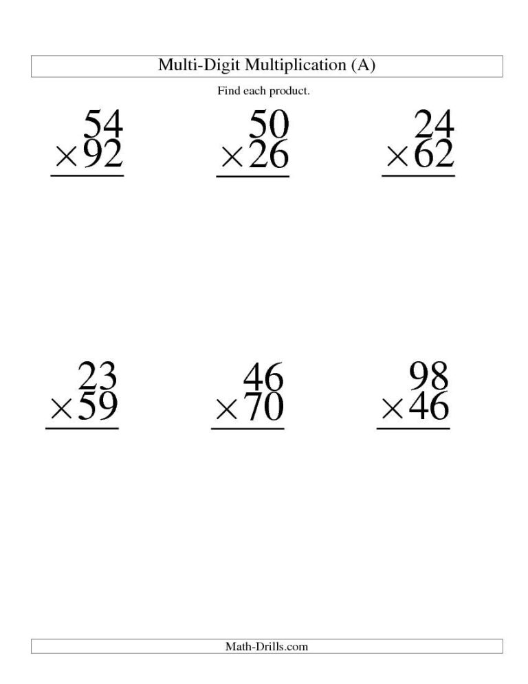 Double Digit Multiplication Worksheets With Examples