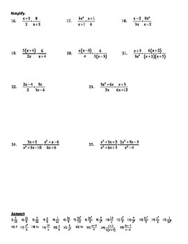 Multiplying And Dividing Rational Expressions Worksheet Doc