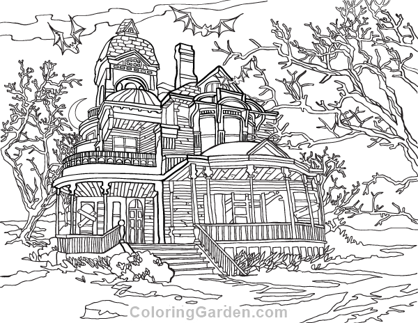 Scary Printable Difficult Haunted House Scary Printable Difficult Halloween Coloring Pages