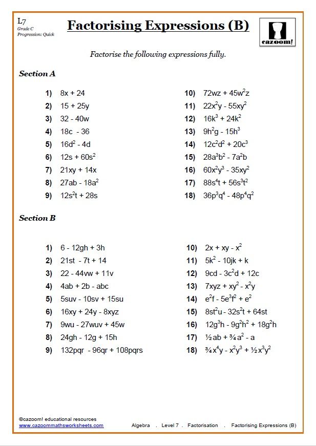 Grade 9 Math Worksheets Canada