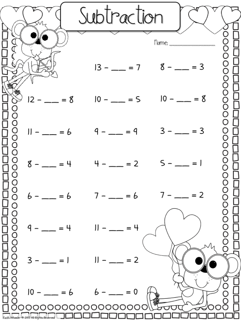 Missing Digit Addition And Subtraction Worksheets Pdf