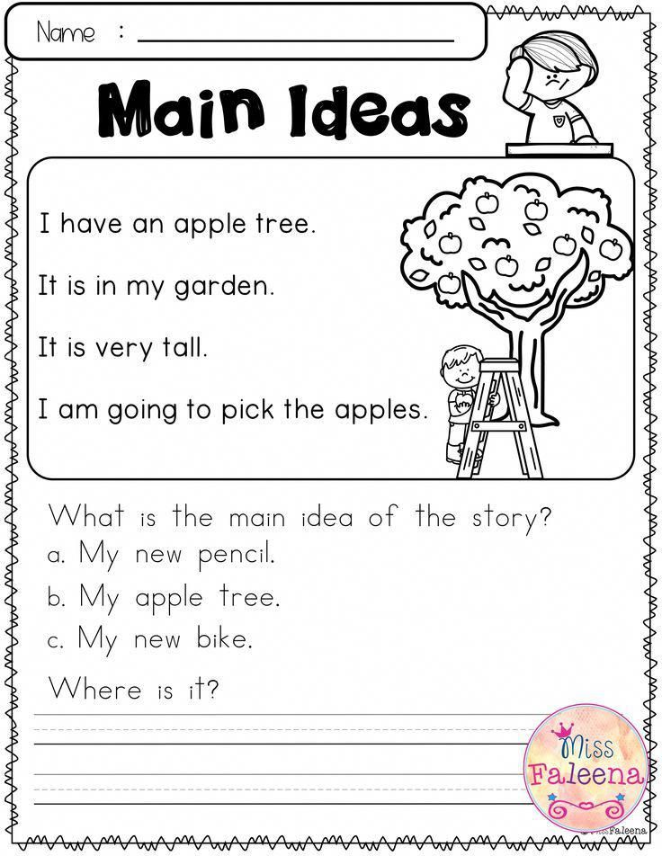 Main Idea Worksheets 1st Grade Free