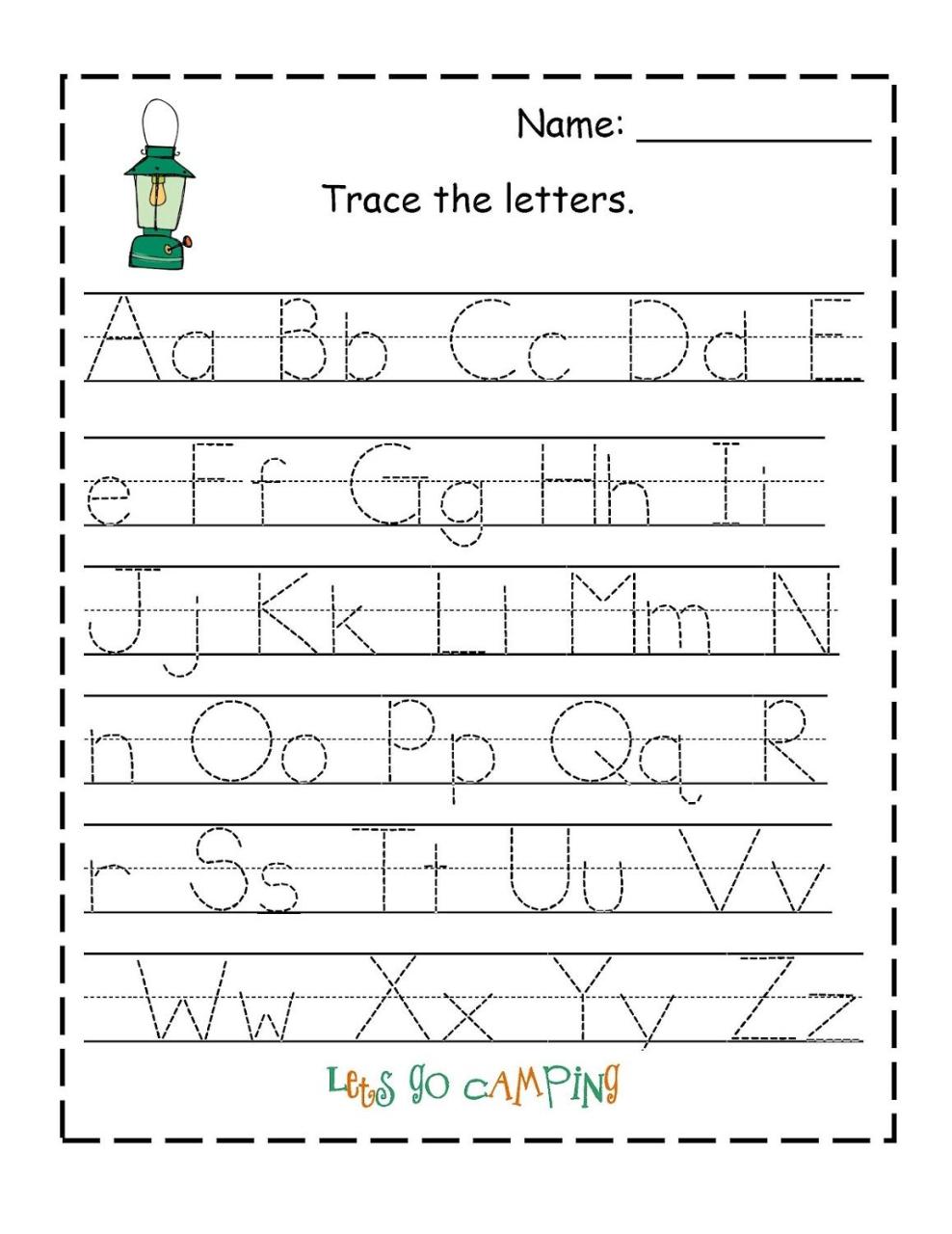 Tracing Kindergarten Tracing Printable Alphabet Letters