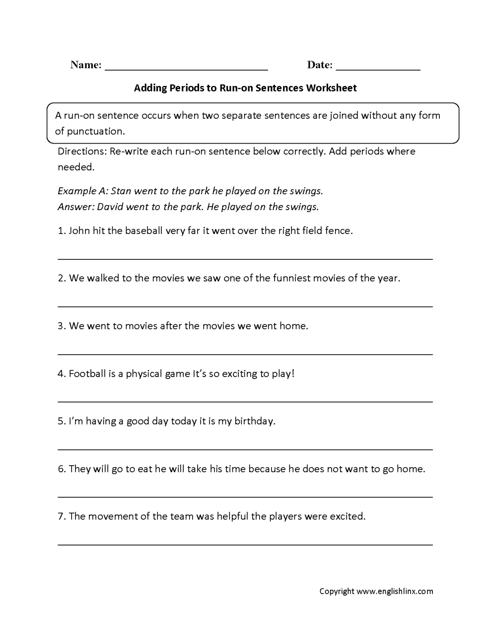 4th Grade Types Of Sentences Worksheets Pdf