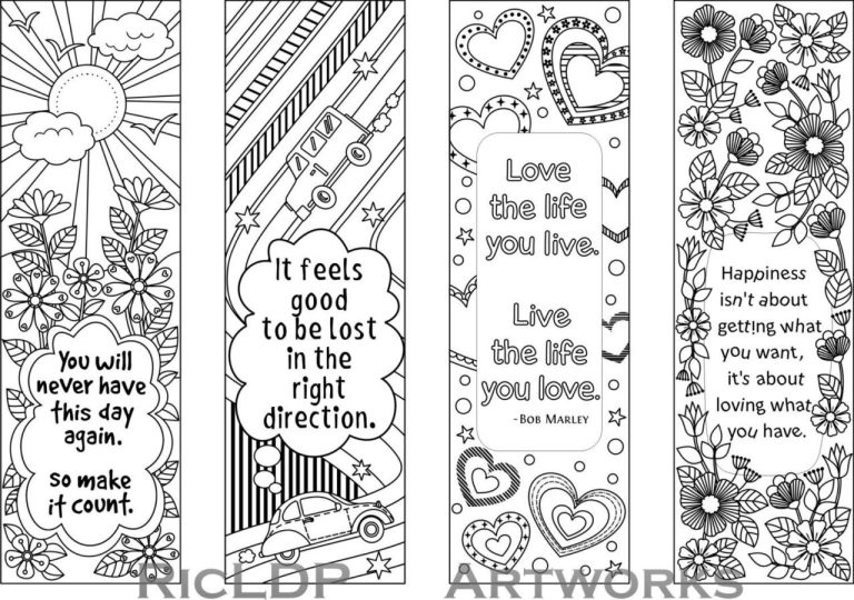 Printable Coloring Free Printable Inspirational Bookmarks To Color