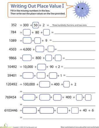 Math Worksheets For 4th Grade Place Value