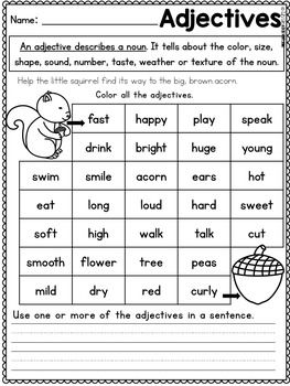 First Grade Adjectives Worksheets For Grade 1