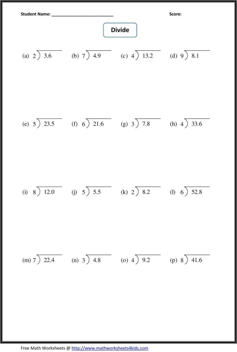 Sixth Grade Fractions Worksheets Grade 6