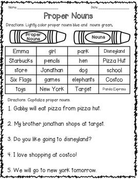 Second Grade Common And Proper Nouns Worksheets For Grade 2