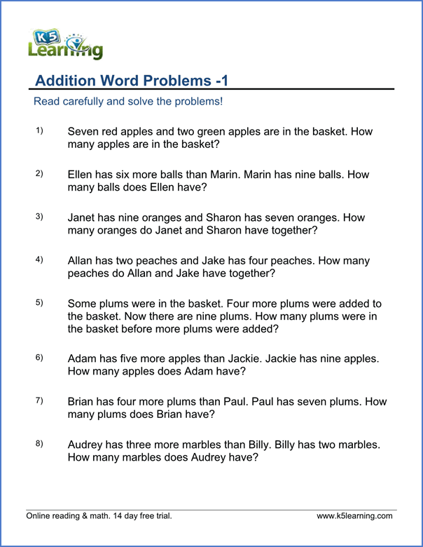 Printable Addition Word Problems 3rd Grade