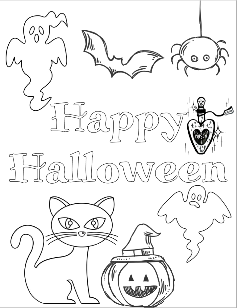 Scary Ghost Easy Halloween Coloring Pages