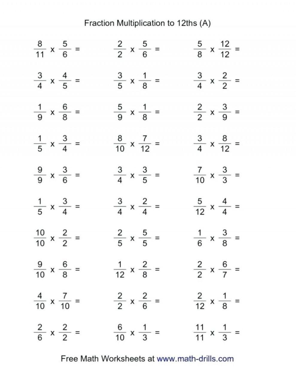 Printable Fractions Worksheets Grade 6