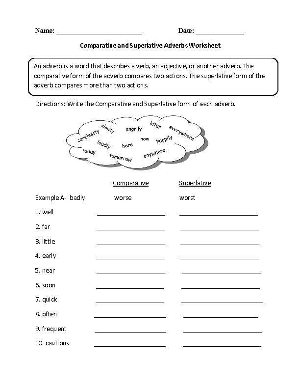 Degrees Of Adjectives Worksheets For Grade 5
