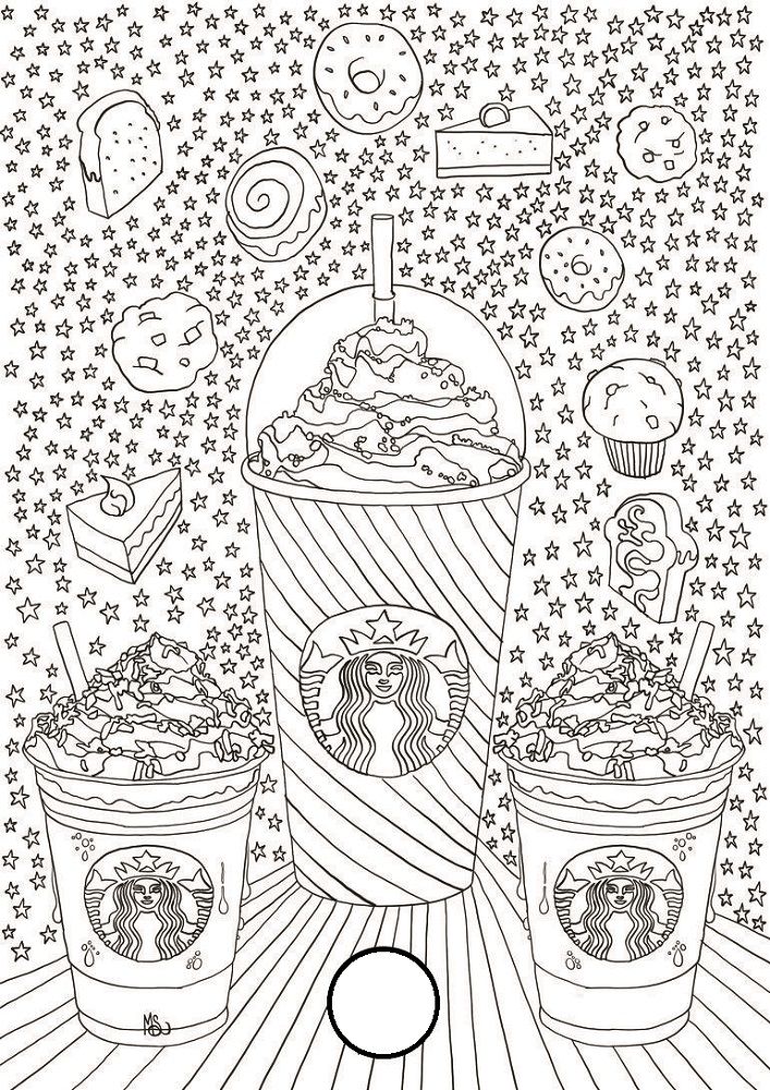 Starbucks Cute Summer Kawaii Food Cute Coloring Pages