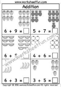 Addition Worksheets With Pictures Up To 20