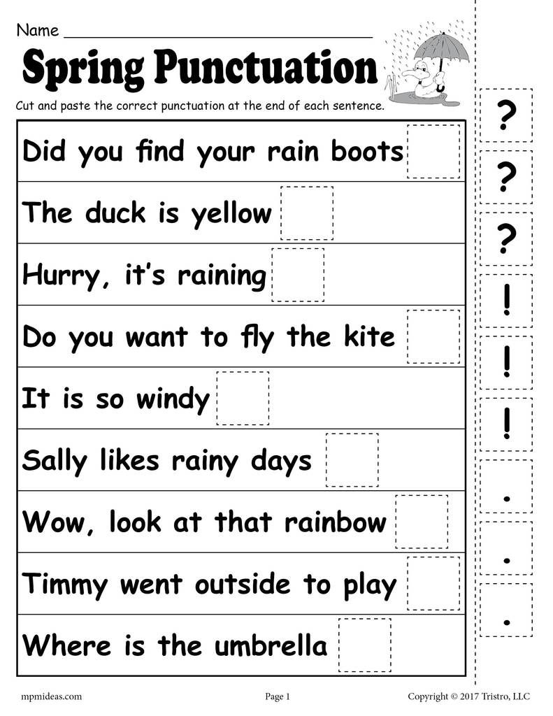Punctuation Worksheets For Grade 2 Free