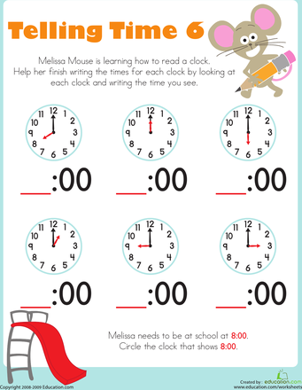 Matching Time Worksheets For Kindergarten