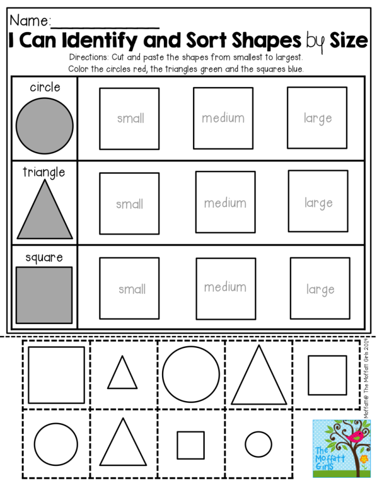 Sorting Shapes Worksheets Preschool