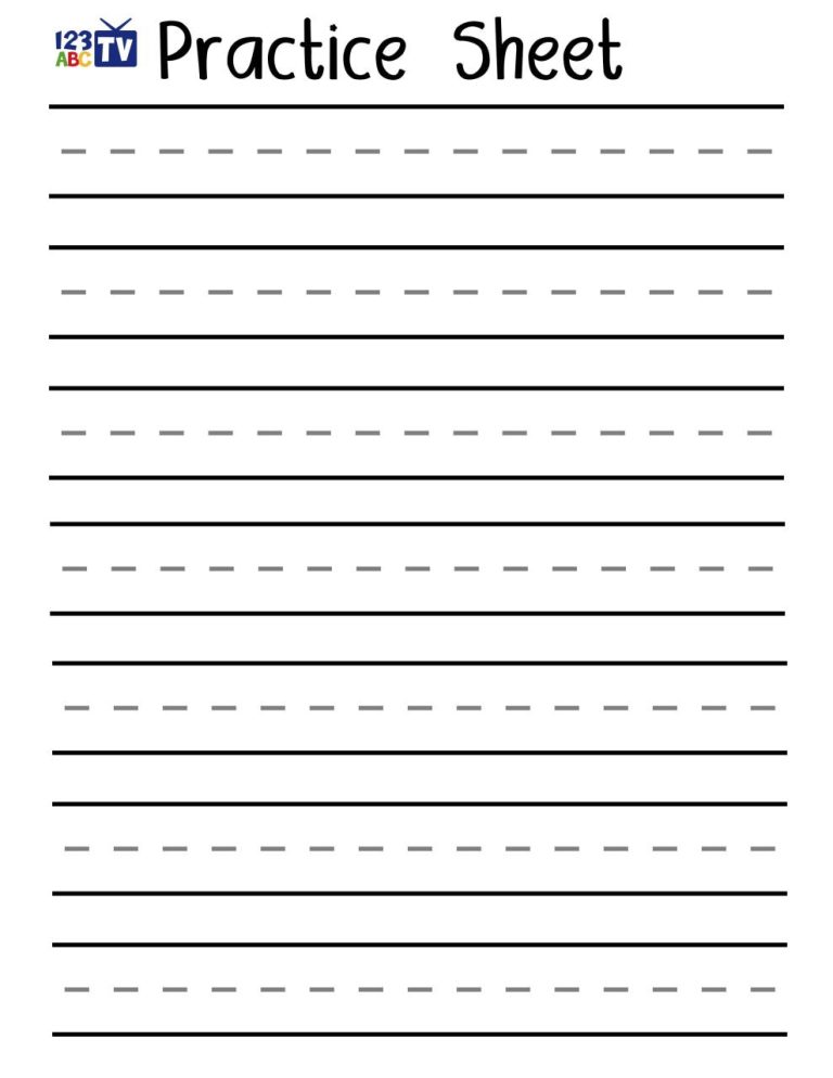 Handwriting Practice Sheets Blank