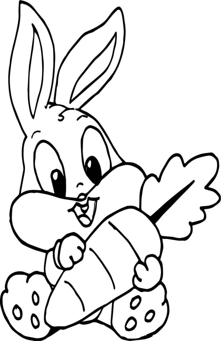 Bunny With Carrot Coloring Page