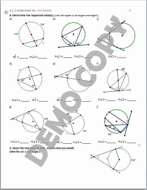 Central And Inscribed Angles Worksheet Pdf