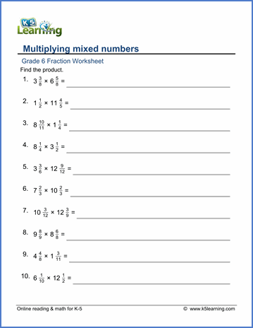 Year 6 Fractions Worksheets Pdf