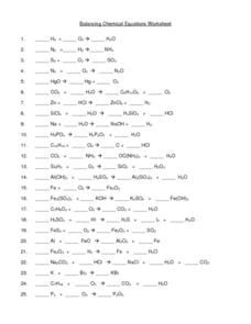 Balancing Chemical Equations Worksheet Class 11