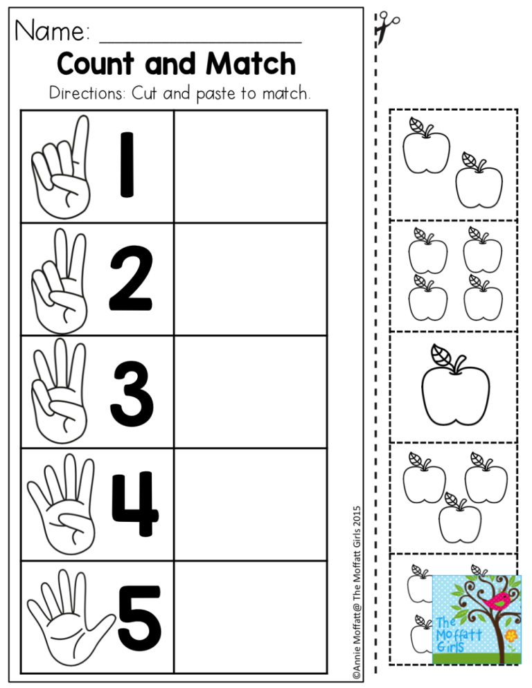 Math Worksheets For Kindergarten Cut And Paste
