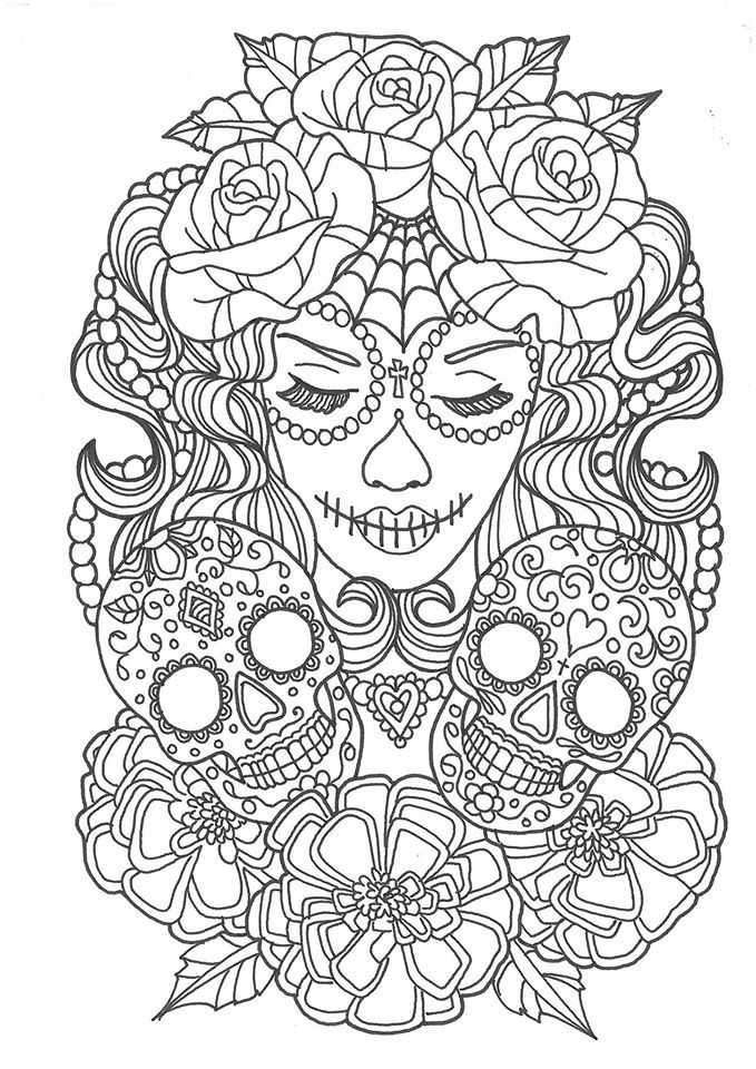 Skull Cute Halloween Coloring Pages